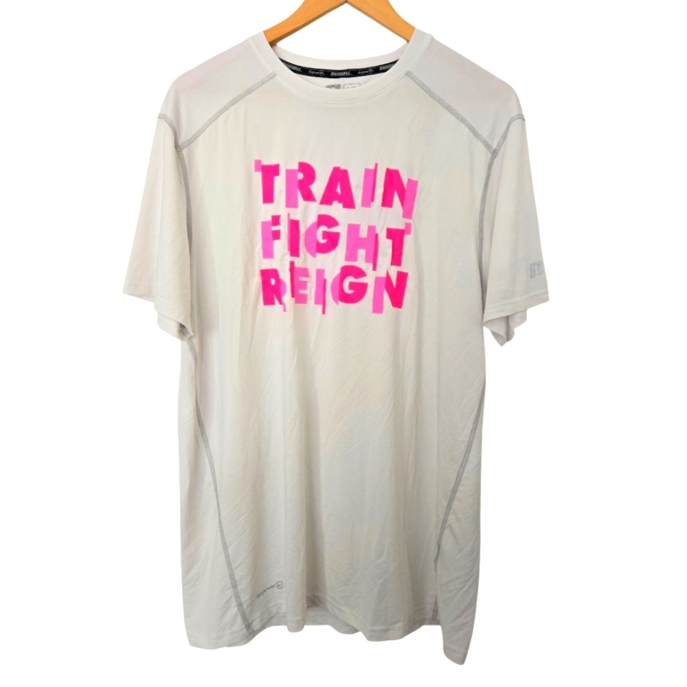 Russell Athletic White and Pink Short Sleeve Tee Size Large 42/44